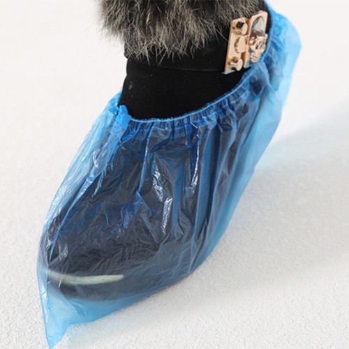 blue plastic overshoes